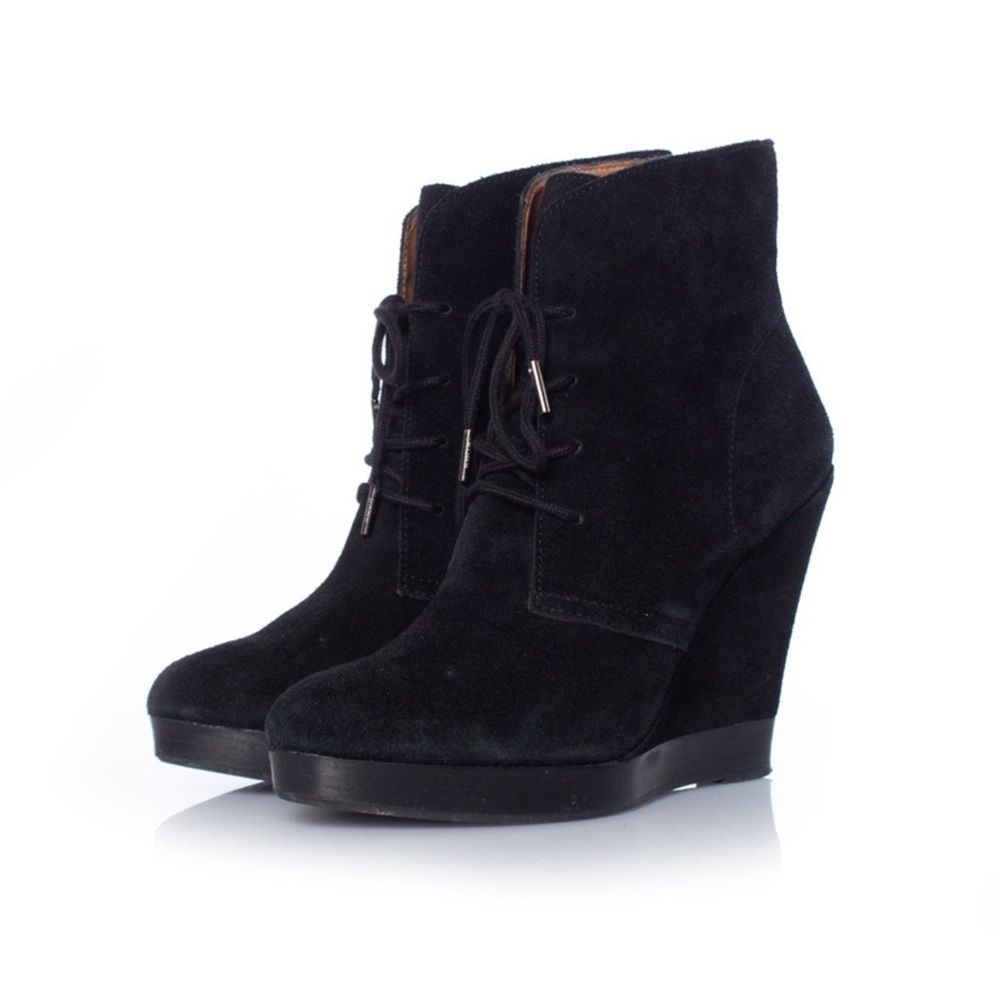Michael Kors Women’s Suede Lace Up Wedge Booties in Black Size 6.5